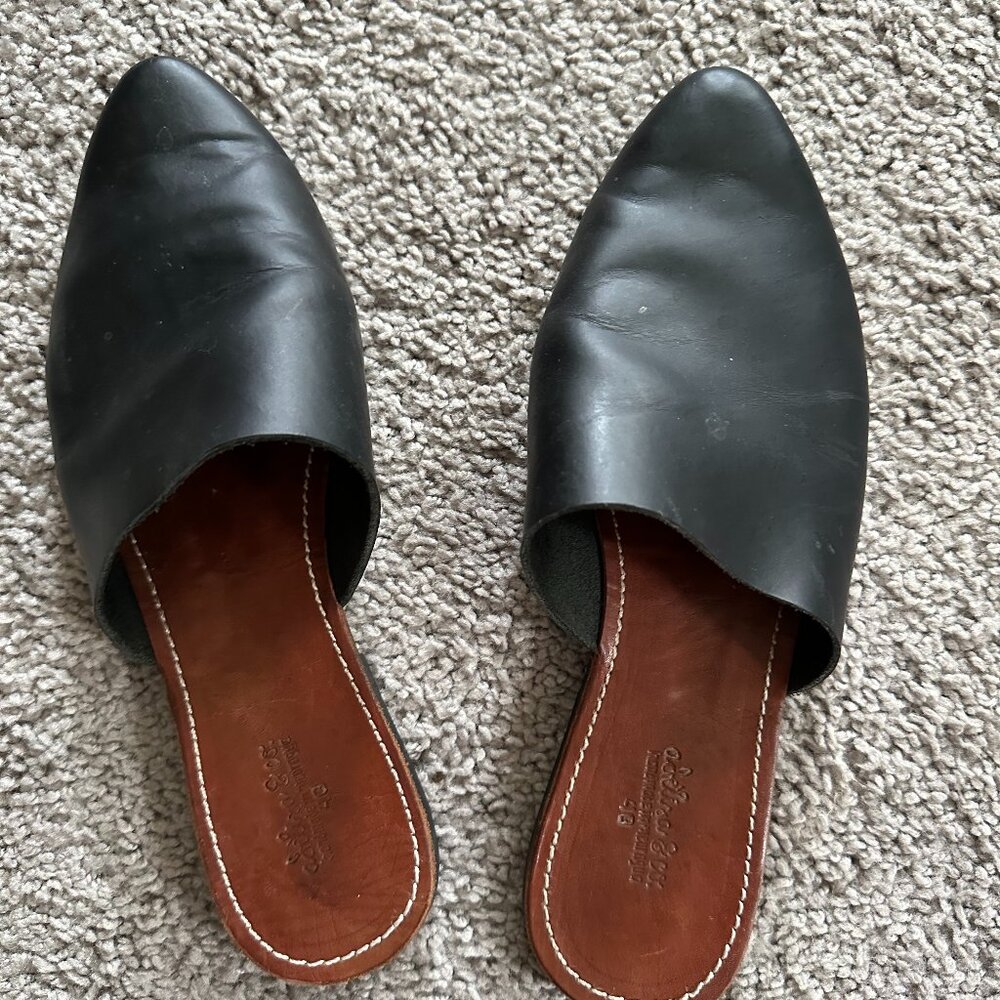 Adelisa & Co Black Leather Mules